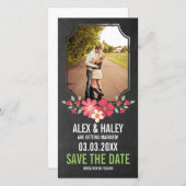 Rustic Chalkboard Floral Save the Date Photo Card (Voorkant / Achterkant)
