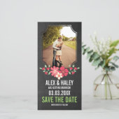 Rustic Chalkboard Floral Save the Date Photo Card (Staand voorkant)