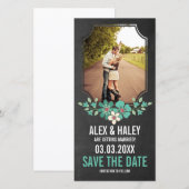 Rustic Chalkboard Floral Save the Date Photo Card (Voorkant / Achterkant)