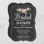 Rustic Chalkboard Floral Wreath Vrijgezellenfeest Kaart (Voorkant / Achterkant)