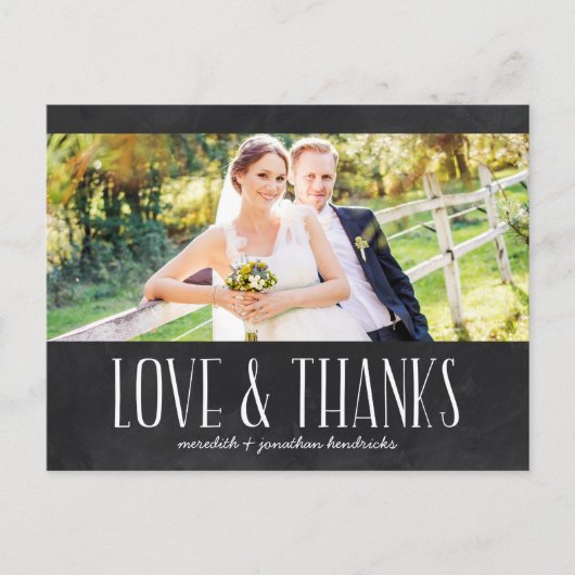 Rustic Chalkboard Foto bedankt Briefkaart (Voorkant)