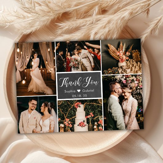 Rustic Chalkboard Foto Collage Weddenschap Harteli Briefkaart