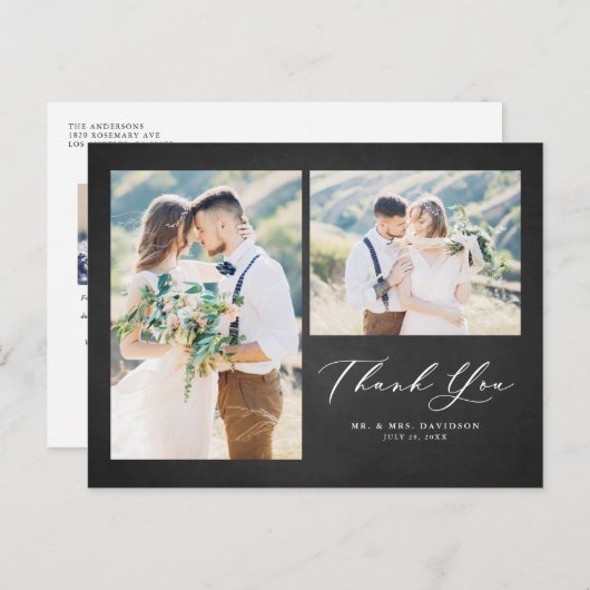 Rustic Chalkboard Foto Collage Weddenschap Harteli Briefkaart (Voorkant / Achterkant)