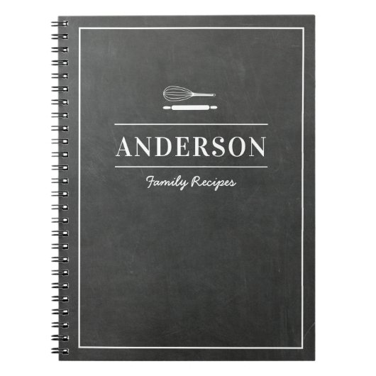 Rustic Chalkboard - Gepersonaliseerd familieboek Notitieboek (Voorkant)