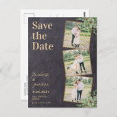 Rustic Chalkboard Greenery 3 Foto slaat de datum o Briefkaart (Voorkant / Achterkant)