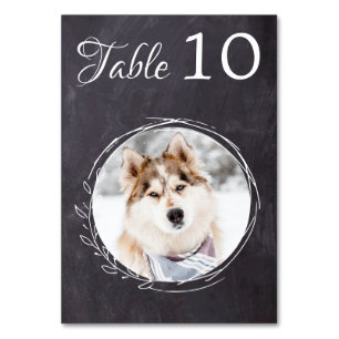 Rustic Chalkboard Greenery Dog Foto Pet Wedding Kaart