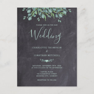 Rustic Chalkboard Greenery Eucalyptus Wedding Uitnodiging Briefkaart