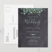 Rustic Chalkboard Greenery Eucalyptus Wedding Uitnodiging Briefkaart (Voorkant / Achterkant)