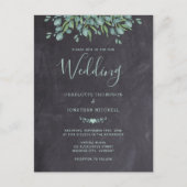 Rustic Chalkboard Greenery Eucalyptus Wedding Uitnodiging Briefkaart (Voorkant)