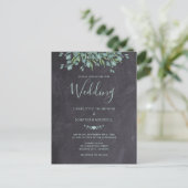 Rustic Chalkboard Greenery Eucalyptus Wedding Uitnodiging Briefkaart (Staand voorkant)
