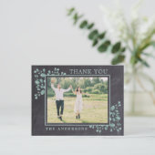 Rustic Chalkboard Greenery Foliage Foto bedankt Briefkaart (Staand voorkant)