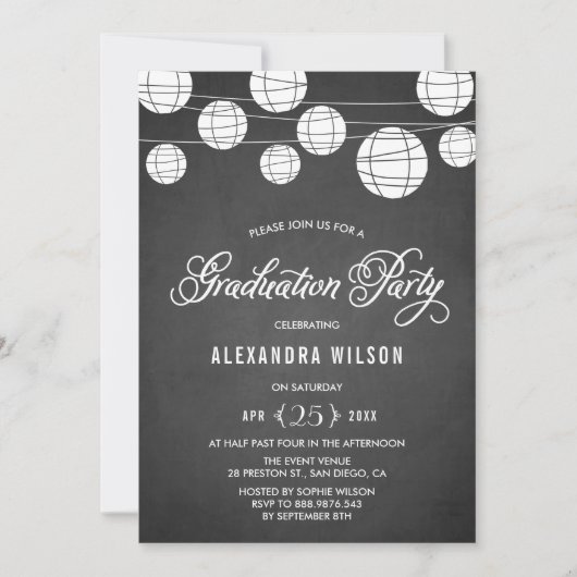 Rustic Chalkboard Hanging Lantern Afstuderen Kaart (Voorkant)