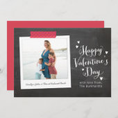 Rustic Chalkboard Happy Valentine's Day Photo Holi Feestdagenkaart (Voorkant / Achterkant)