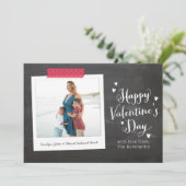 Rustic Chalkboard Happy Valentine's Day Photo Holi Feestdagenkaart (Staand voorkant)
