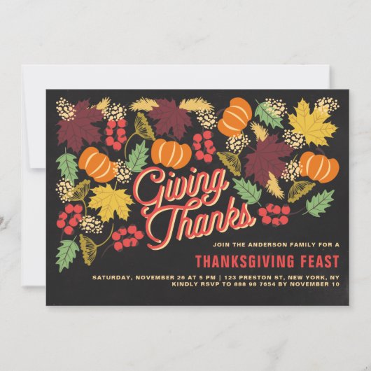 Rustic Chalkboard Herfst Harvest Thanksgiving Part Kaart (Voorkant)