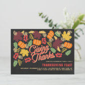 Rustic Chalkboard Herfst Harvest Thanksgiving Part Kaart (Staand voorkant)