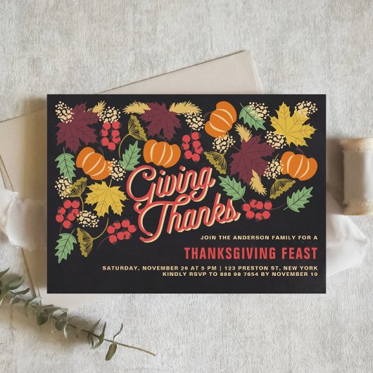 Rustic Chalkboard Herfst Harvest Thanksgiving Part Kaart