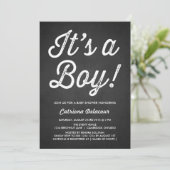 RUSTIC CHALKBOARD | HET IS EEN JONGENS BABY SHOWER KAART (Staand voorkant)