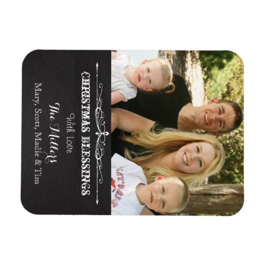 Rustic Chalkboard kerstzegelfoto Magneet (Horizontaal)