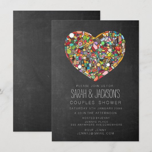 Rustic Chalkboard Kitchen Tea Vrijgezellenfeest Pa Kaart (Voorkant / Achterkant)