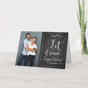Rustic Chalkboard laat het SneeuwScript-vakantieka Feestdagen Kaart