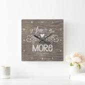 Rustic Chalkboard Leaf Heart Script Typografie Vierkante Klok (Huis)