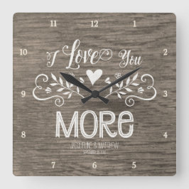 Rustic Chalkboard Leaf Heart Script Typografie Vierkante Klok