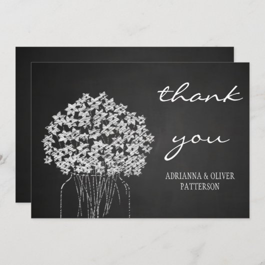 Rustic Chalkboard Mason Jar Flowers Hartelijk dank Bedankkaart (Voorkant / Achterkant)