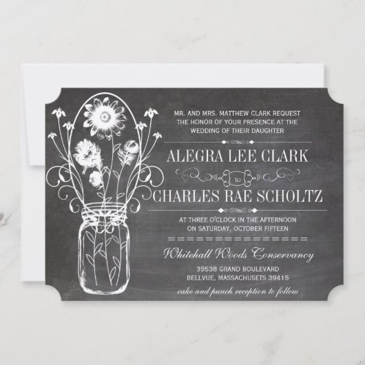 Rustic Chalkboard Mason Jar Typografie Kaart (Voorkant)