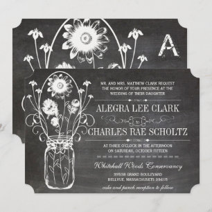 Rustic Chalkboard Mason Jar  Typografie Kaart