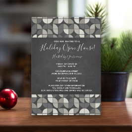 Rustic Chalkboard MCM Holiday Open House Kaart