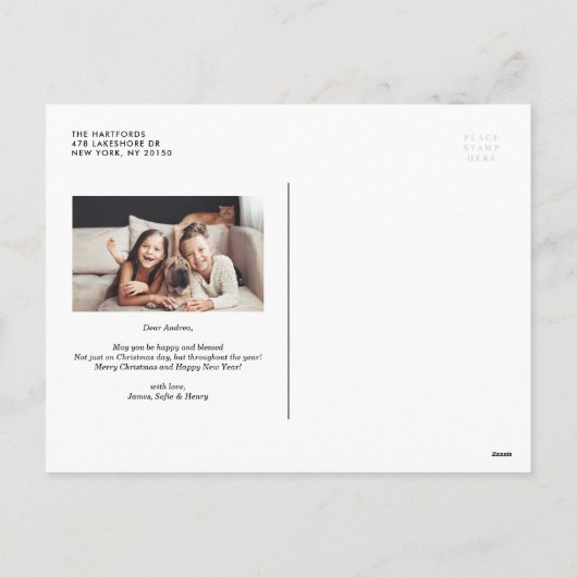 Rustic Chalkboard Merry Christmas Script Foto Feestdagenkaart (Achterkant)