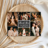Rustic Chalkboard Multi Photo Collage Wedding Bedankkaart