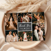 Rustic Chalkboard Multi Photo Collage Wedding Bedankkaart