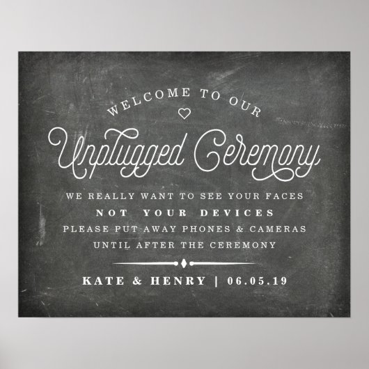 Rustic Chalkboard niet-aangesloten Ceremony Poster (Voorkant)