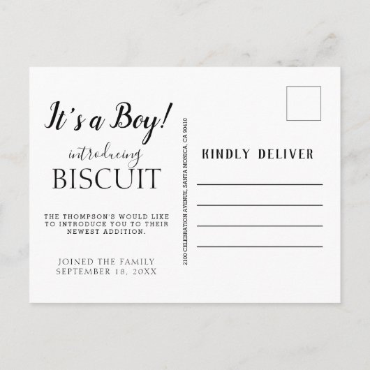 Rustic Chalkboard - Nieuwe Pet Aankondiging met po (Achterkant)