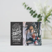 Rustic Chalkboard O Holy Night Lyrics Christmas Feestdagenkaart (Staand voorkant)