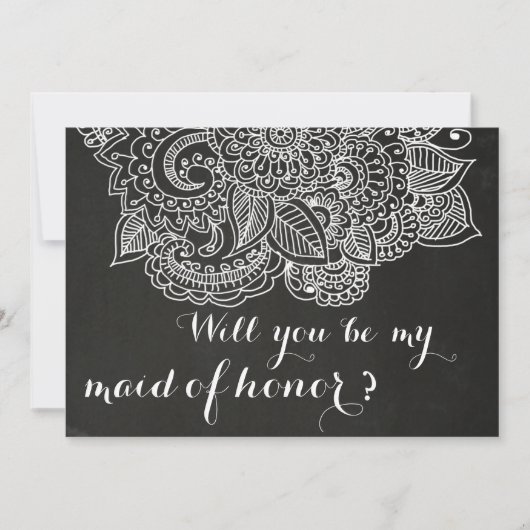 Rustic Chalkboard Paisley Bridesmaid Kaart (Voorkant)