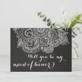 Rustic Chalkboard Paisley Bridesmaid Kaart (Staand voorkant)