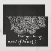 Rustic Chalkboard Paisley Bridesmaid Kaart (Voorkant / Achterkant)