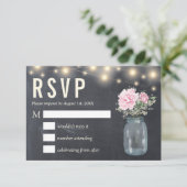Rustic Chalkboard Peony Floral Mason | RSVP-kaart Kaart (Staand voorkant)