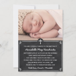 Rustic Chalkboard Photo Baptism/Christening Kaart