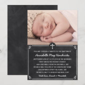 Rustic Chalkboard Photo Baptism/Christening Kaart (Voorkant / Achterkant)