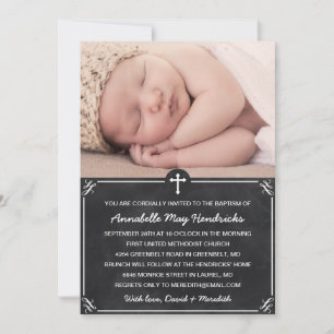 Rustic Chalkboard Photo Baptism/Christening Kaart