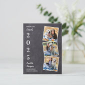 Rustic Chalkboard Photo Collage Afstuderen Invita Uitnodiging Briefkaart (Staand voorkant)