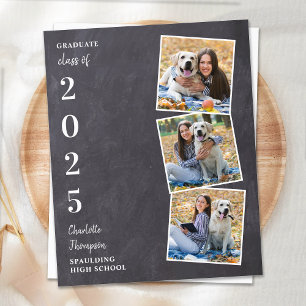 Rustic Chalkboard Photo Collage Afstuderen Invita Uitnodiging Briefkaart