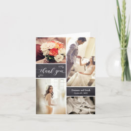 Rustic Chalkboard Photo Collage Wedding Bedankkaart