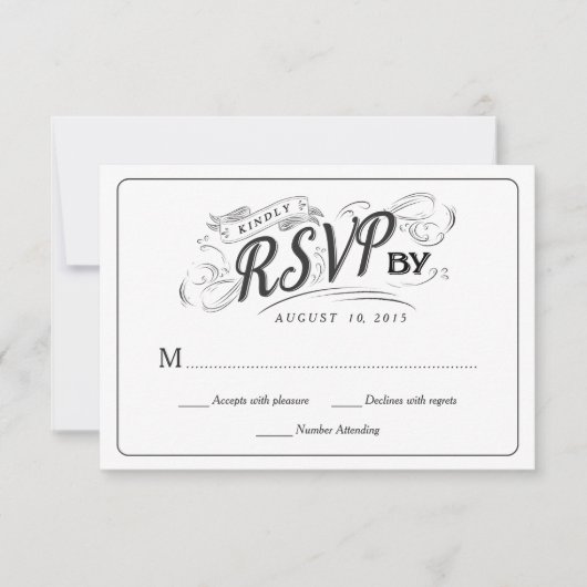 Rustic Chalkboard Script Art RSVP Wedding Reply (Voorkant)
