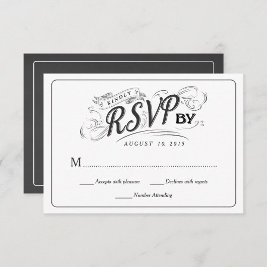 Rustic Chalkboard Script Art RSVP Wedding Reply (Voorkant / Achterkant)