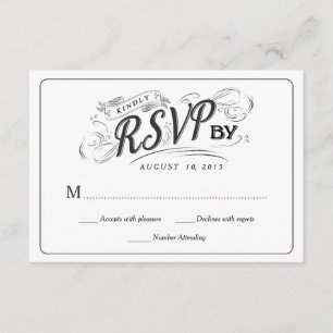 Rustic Chalkboard Script Art RSVP Wedding Reply Kaartje